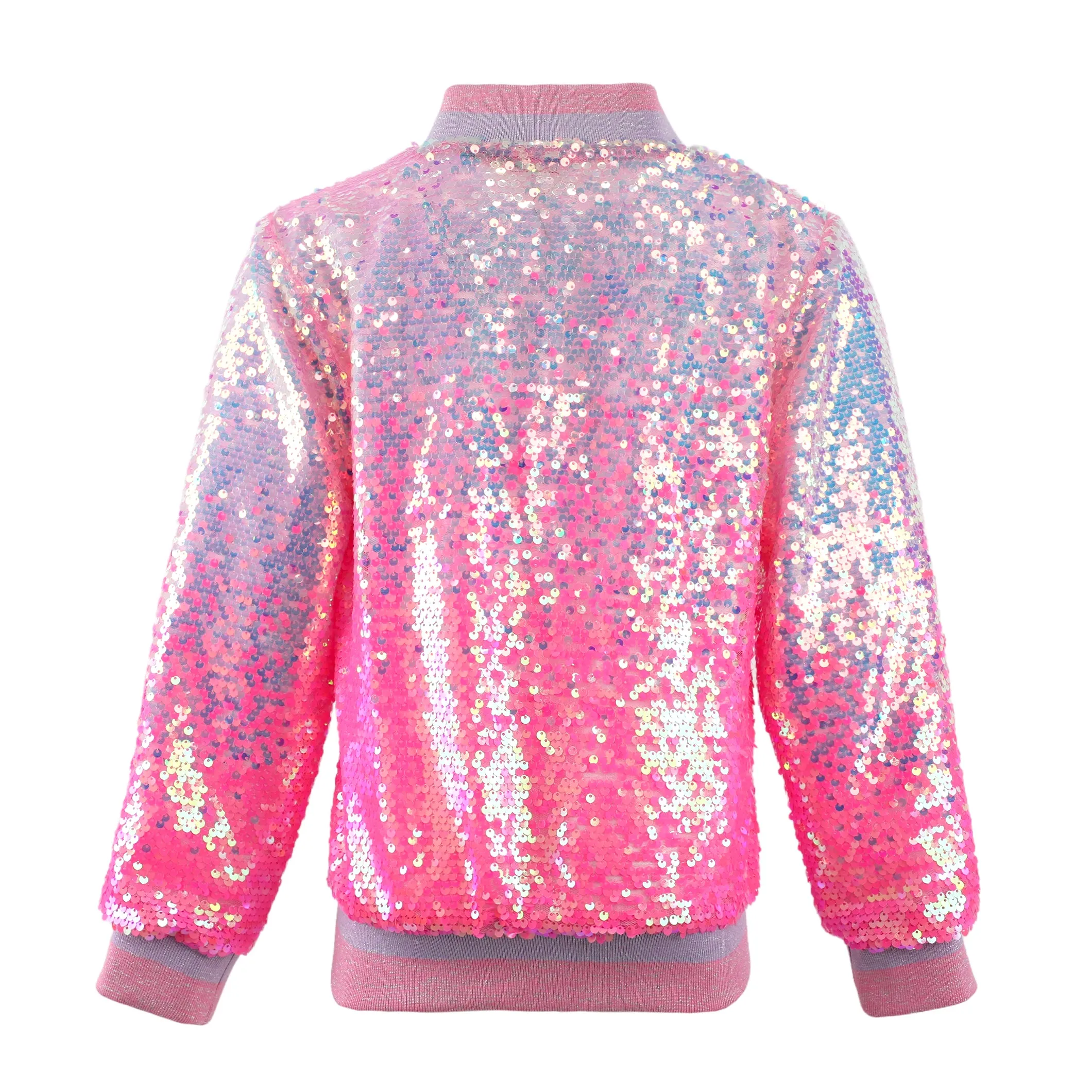 2Bunnies Girls' Bubble Gum Sequin Bomber Jacket