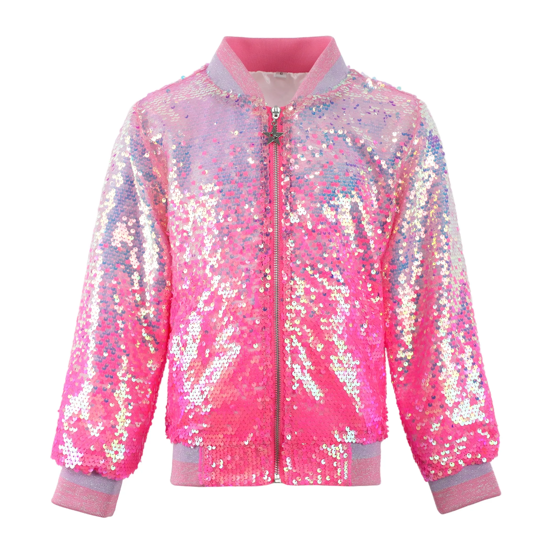 2Bunnies Girls' Bubble Gum Sequin Bomber Jacket