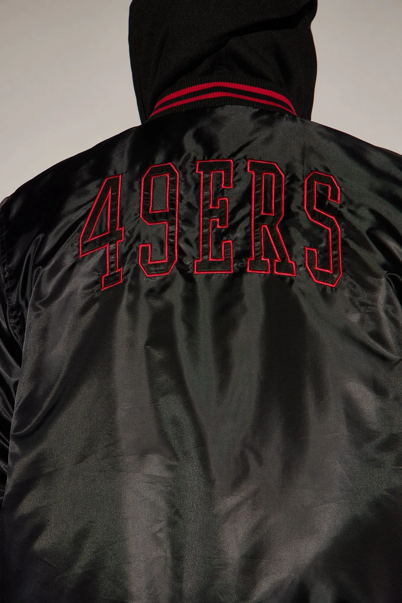 49ers Hooded Bomber Jacket - Black