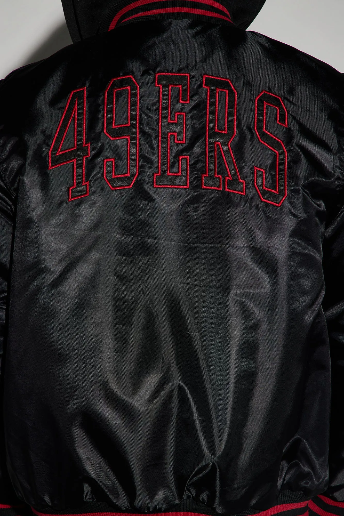 49ers Hooded Bomber Jacket - Black