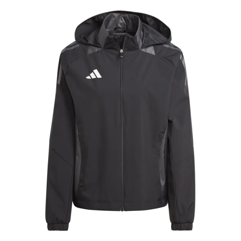 ADIDAS TIRO 24 COMPETITION ALL WEATHER JACKET WOMEN BLACK TEAM DARK GREY WHITE