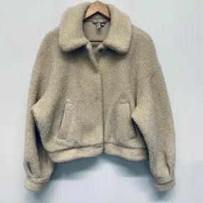 & OTHER STORIES Beige Teddy Bear Ladies Long Sleeve Bomber Jacket UK M