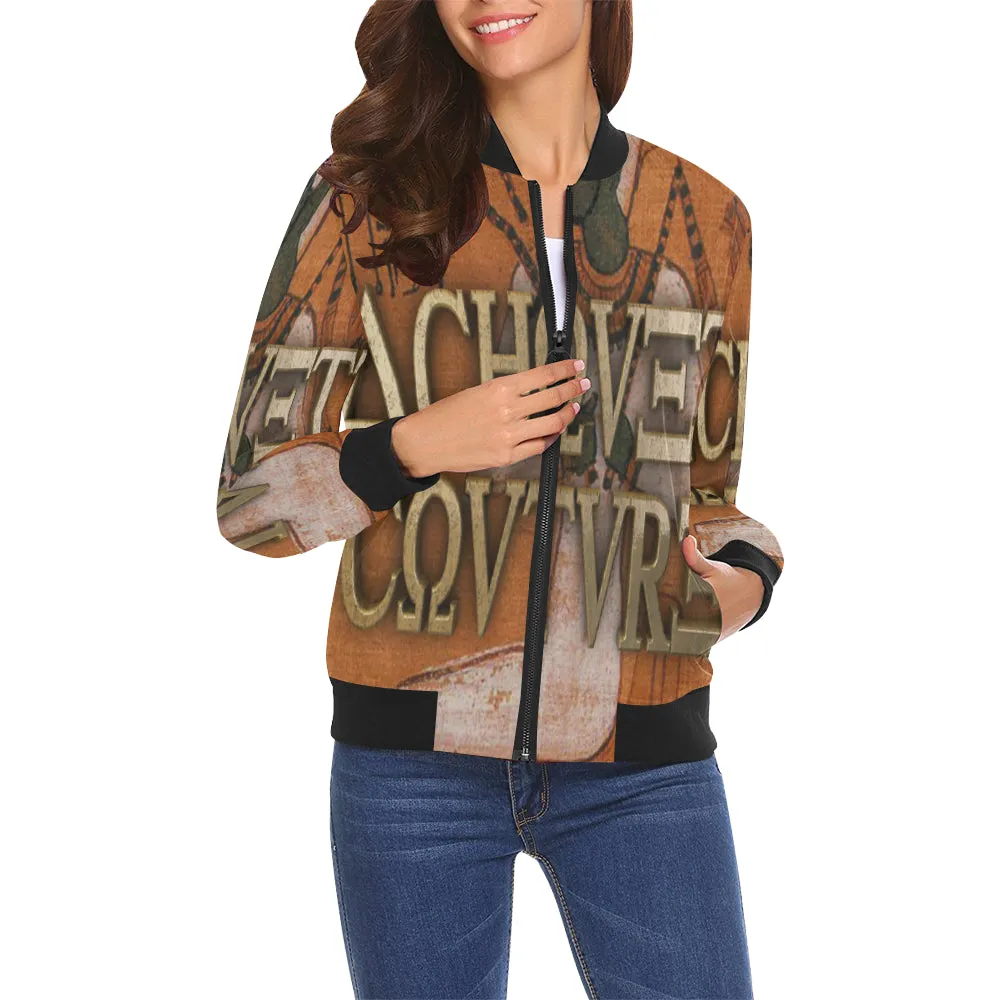 AUSAR All Over Print Bomber Jacket for Women