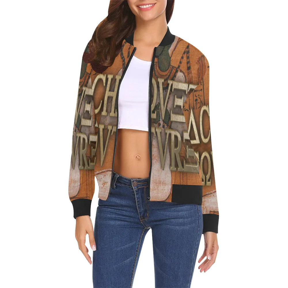 AUSAR All Over Print Bomber Jacket for Women