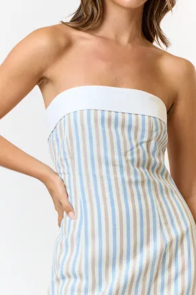 Azure Sky Striped Bandeau Dress Chambray