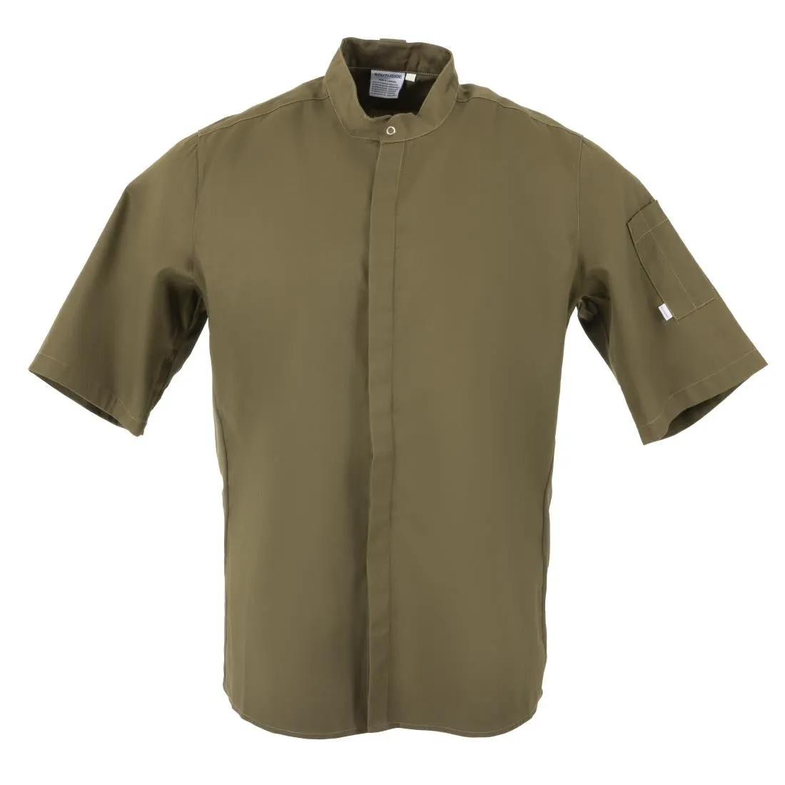 BA001-XL Southside Band Collar Chef Jacket Khaki Size XL