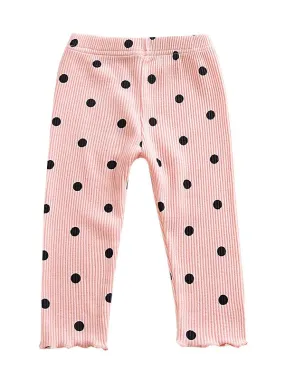 Baby Collection Laciness Dots Leggings Warm Render Pants For Toddler Girls