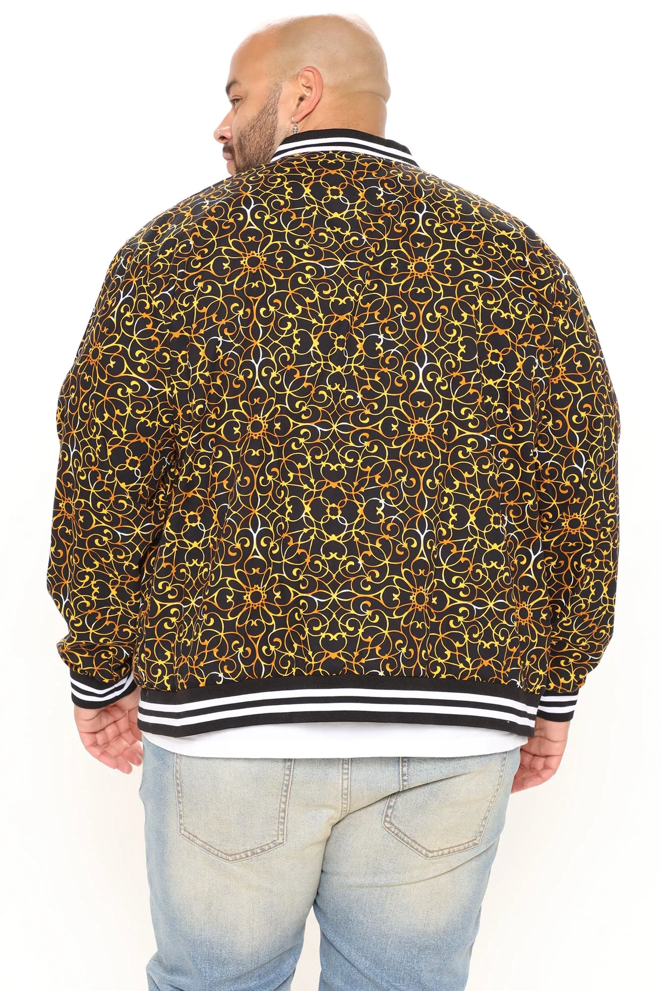 Baroque Bomber Jacket - Black/Gold