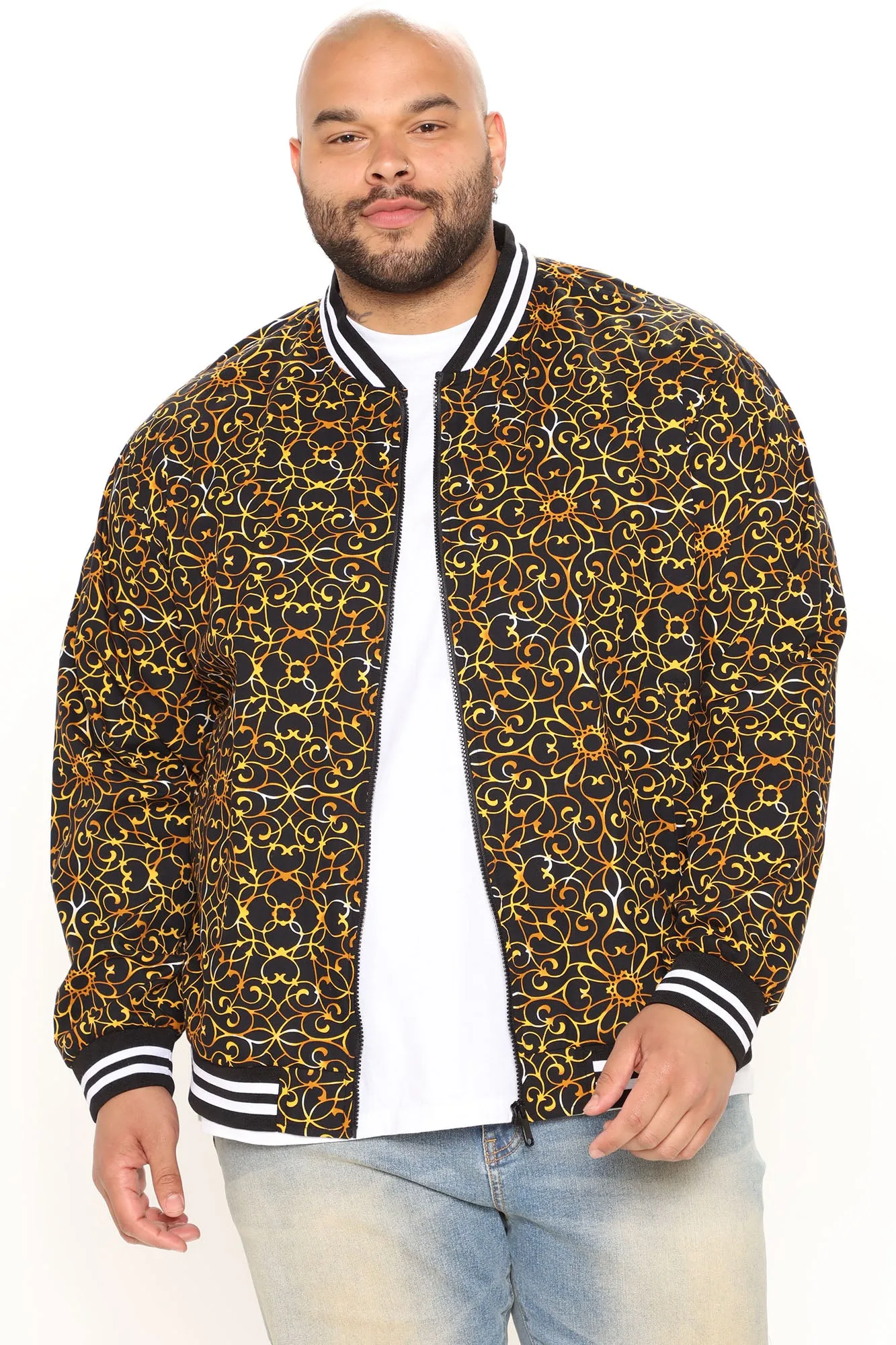 Baroque Bomber Jacket - Black/Gold