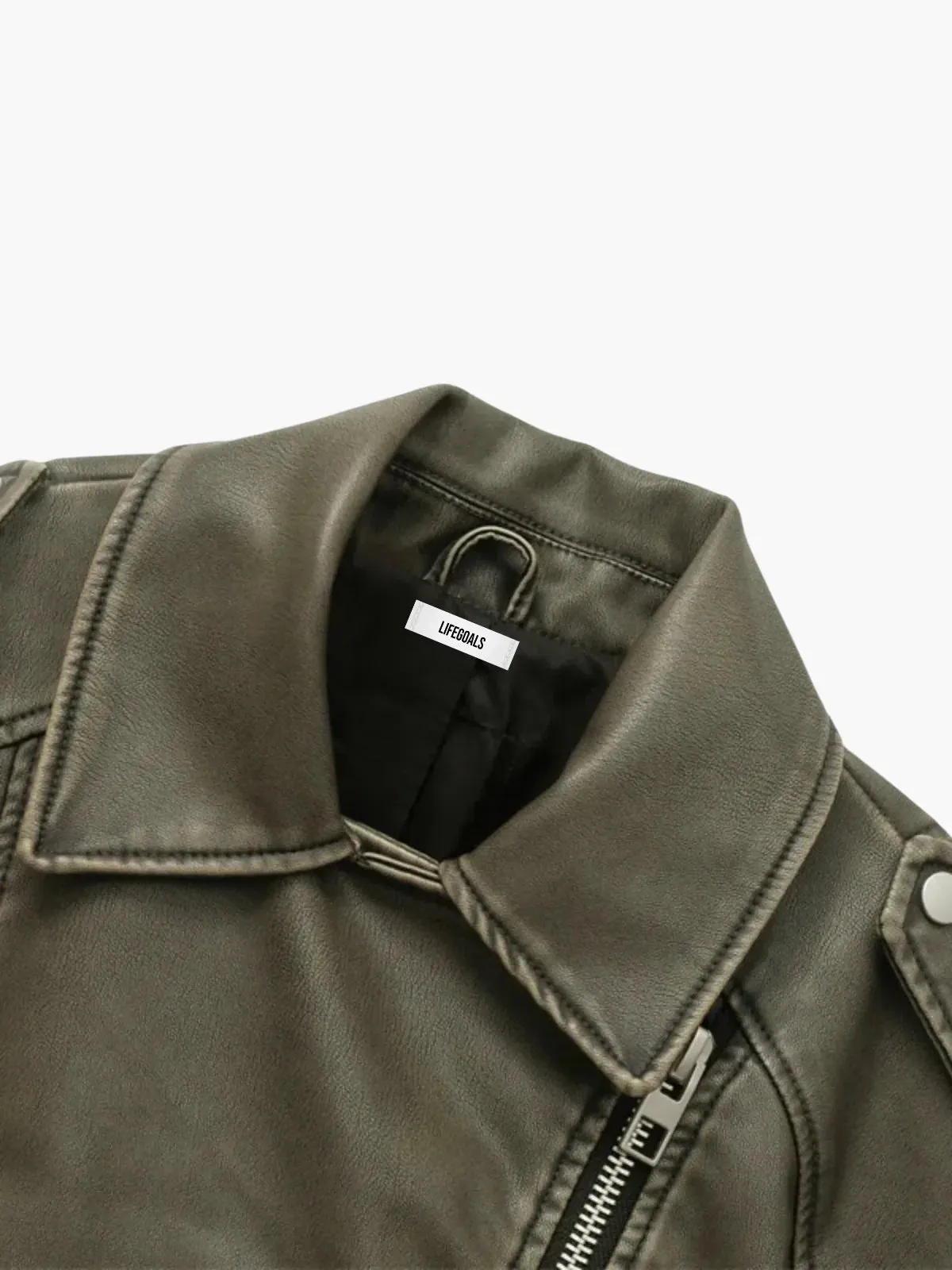 Belted Faux Leather Moto Jacket