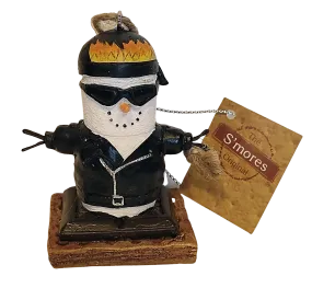 Biker Smore Ornament with Black Leather Jacket Resin 3"