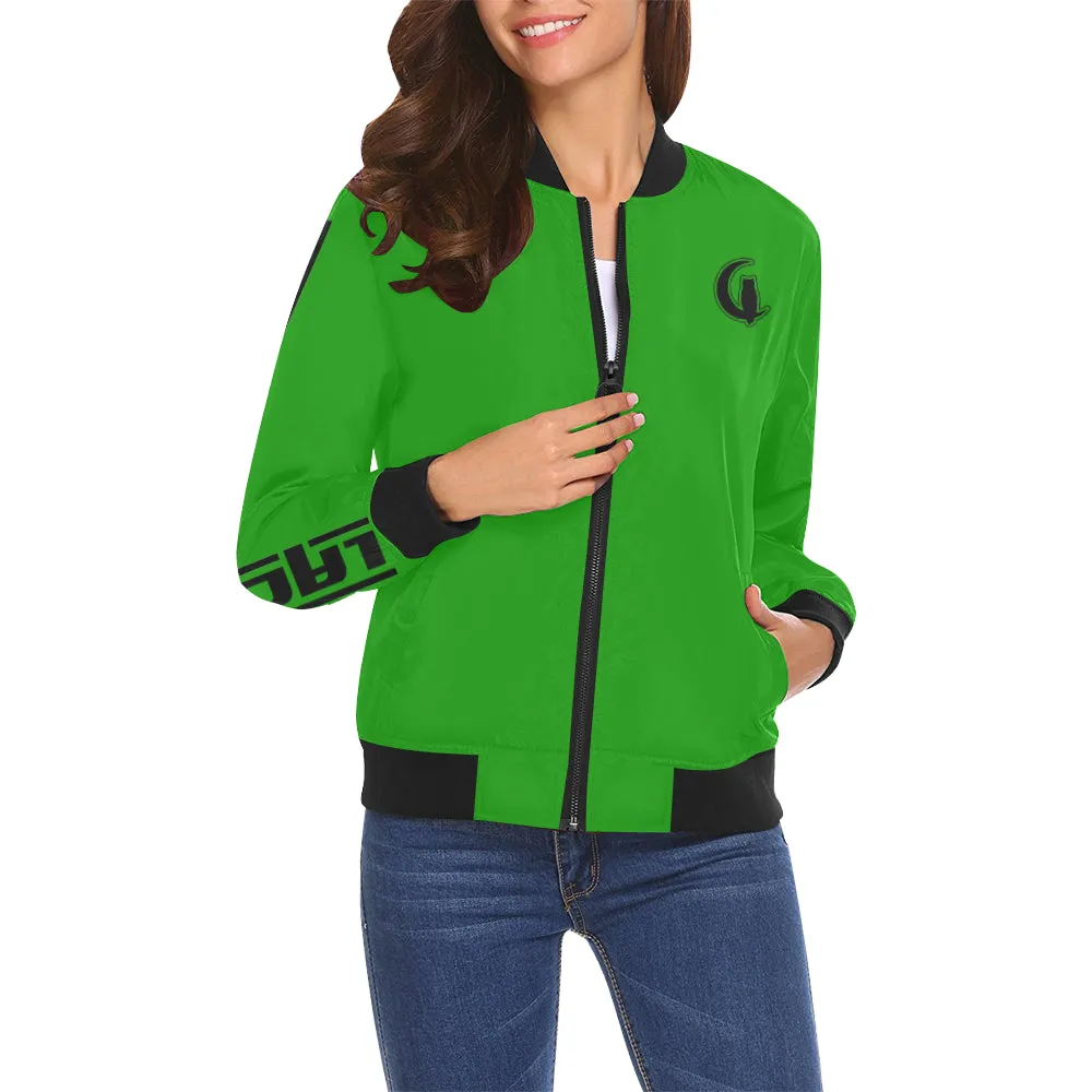 BLACC BORDER GREEN All Over Print Bomber Jacket for Women