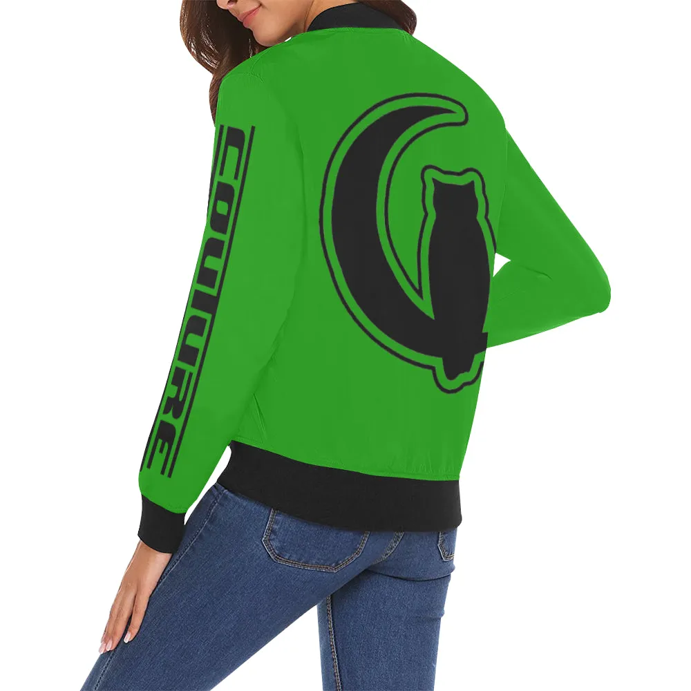 BLACC BORDER GREEN All Over Print Bomber Jacket for Women