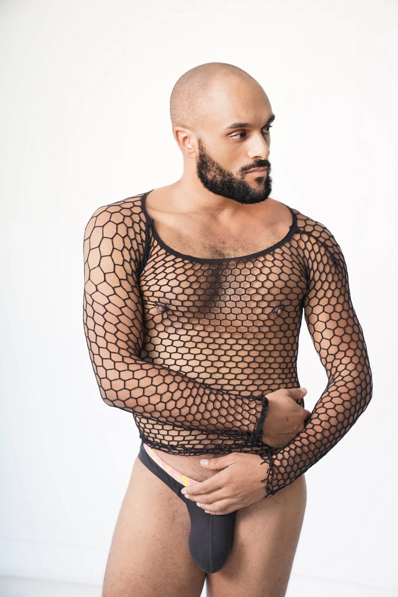 Black FishnetMesh Body Sock Shirt