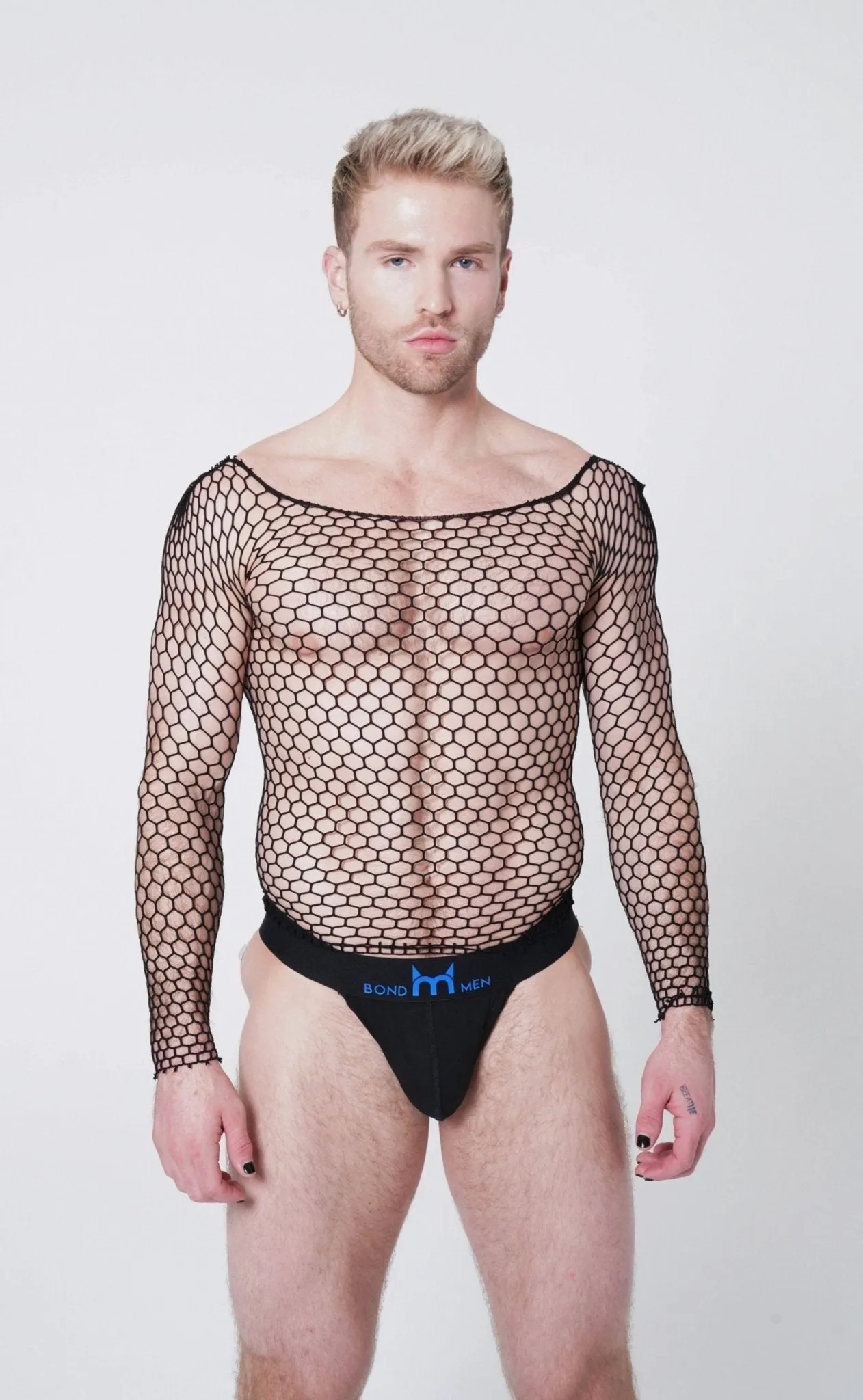 Black FishnetMesh Body Sock Shirt