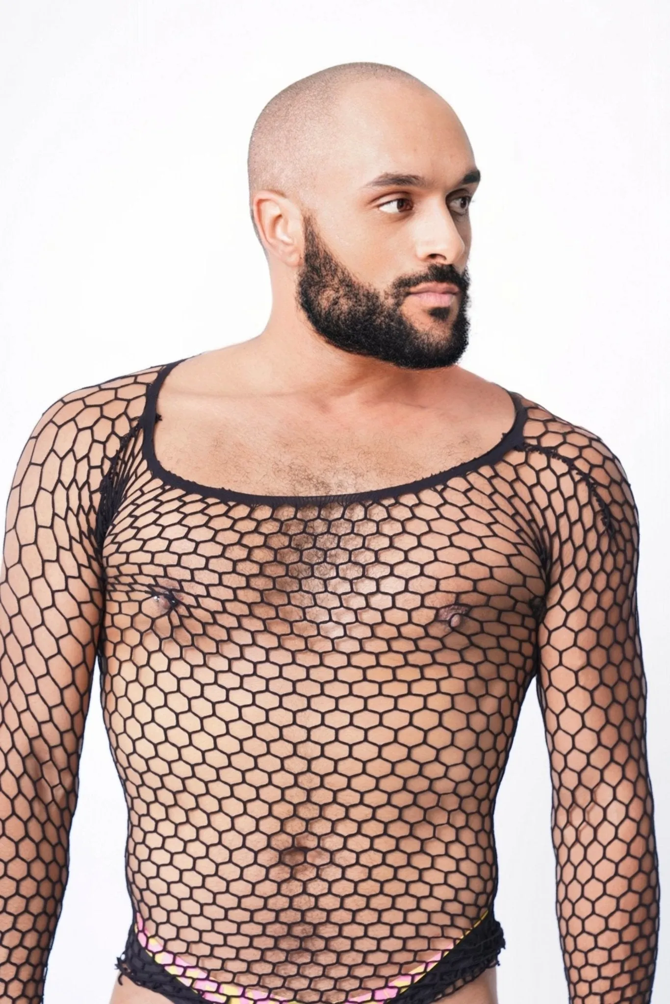 Black FishnetMesh Body Sock Shirt