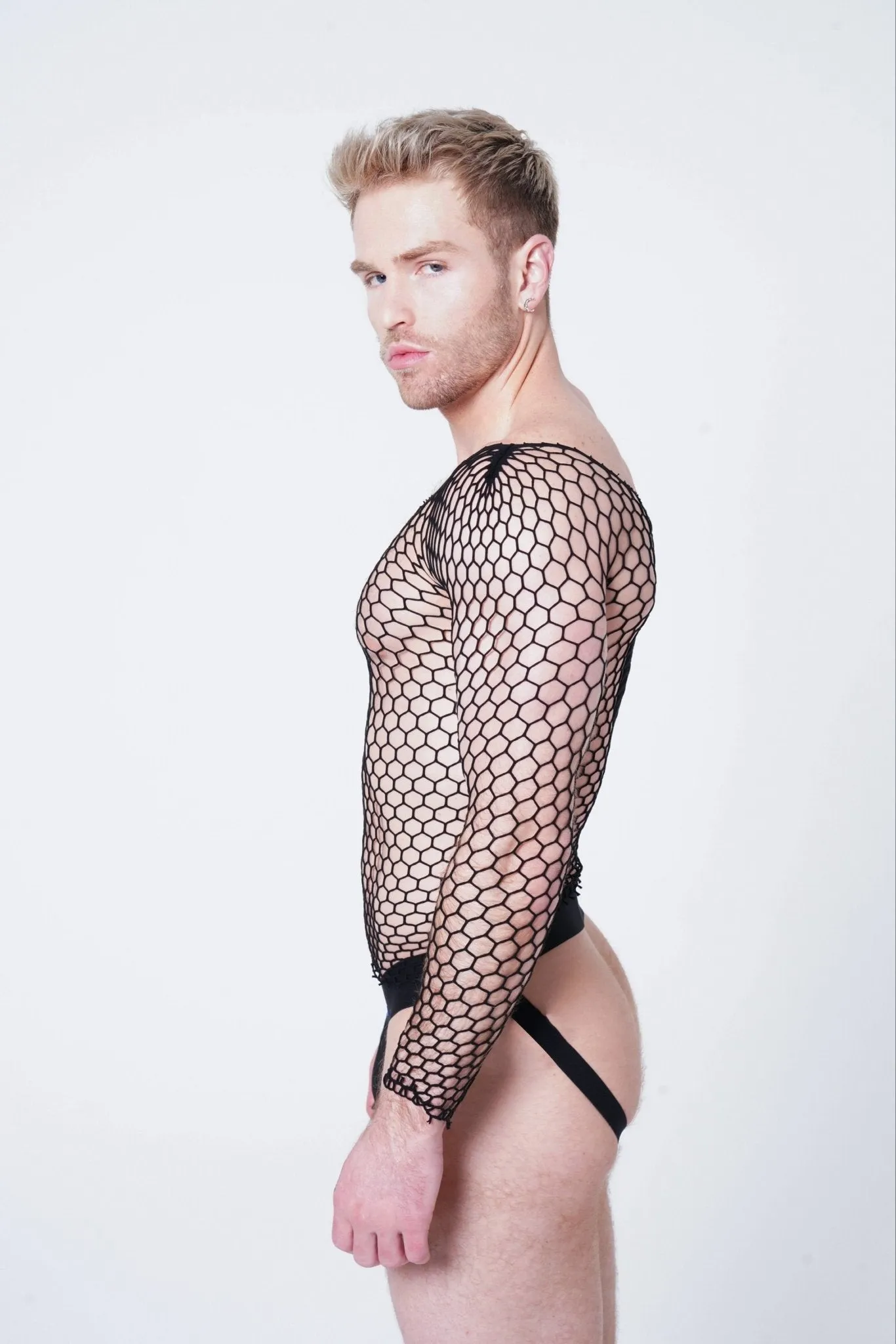 Black FishnetMesh Body Sock Shirt