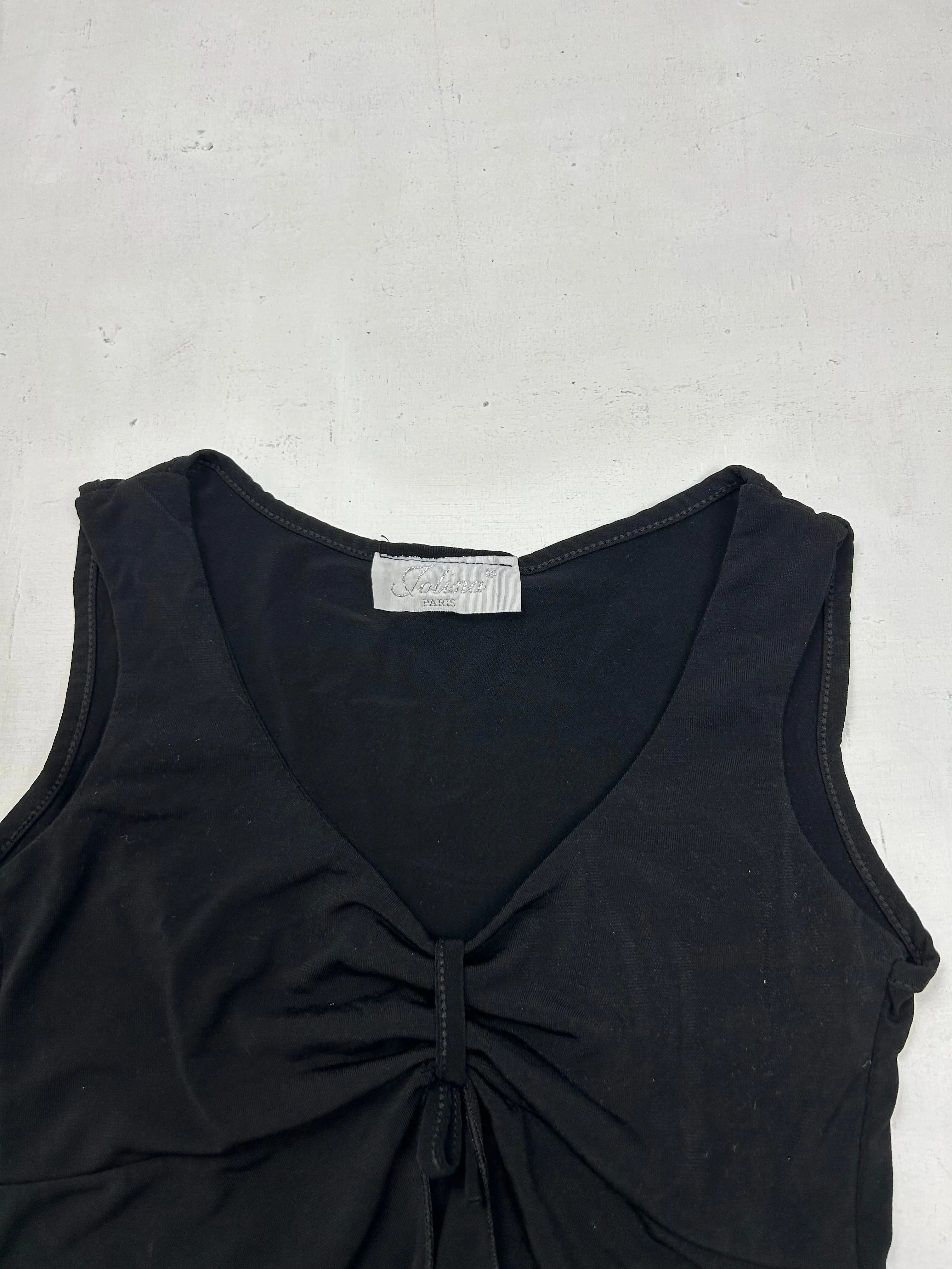 Black open front cropped tank top (XS)