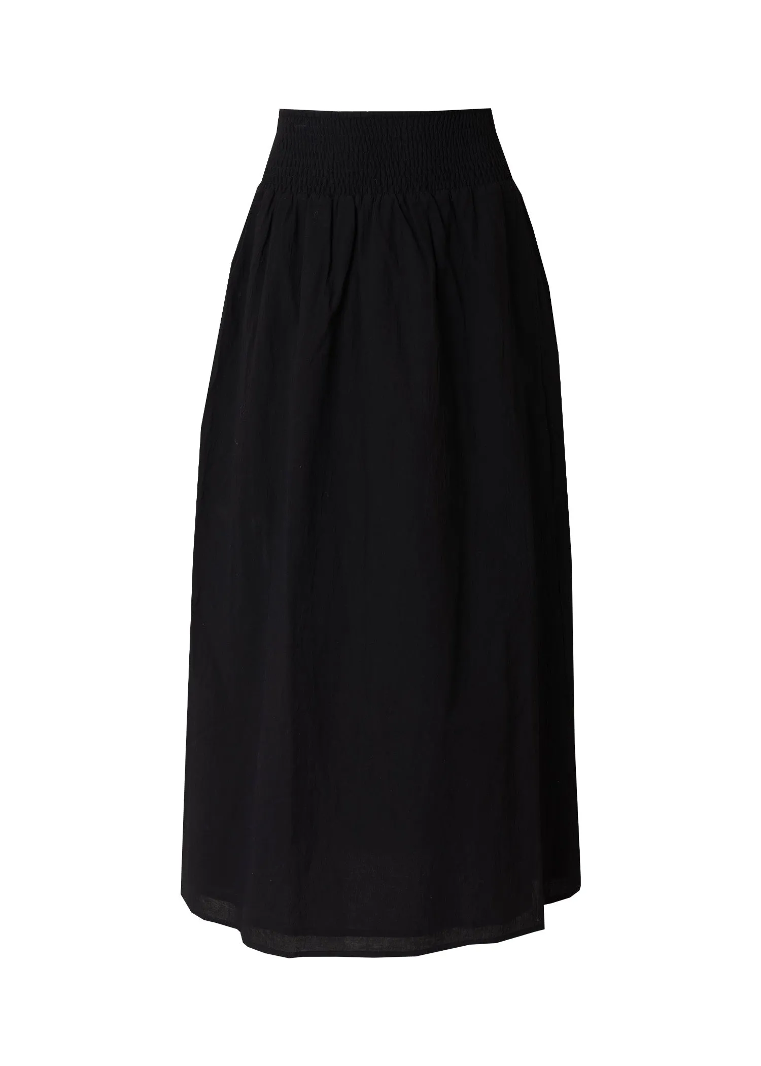 Black Smocked Maxi Skirt