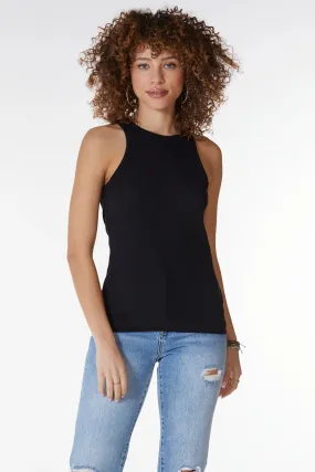 bobi Black High Neck Ribbed Tank