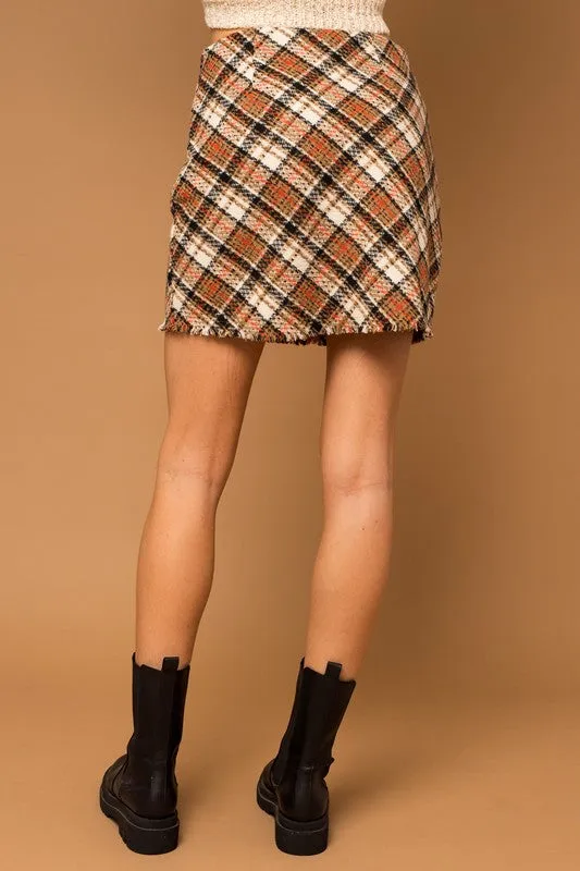 Bree Plaid Frayed Hem Mini Skirt