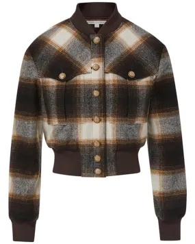 Brown Stanley Plaid Bomber Jacket