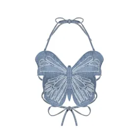 Butterfly Denim Crop Top