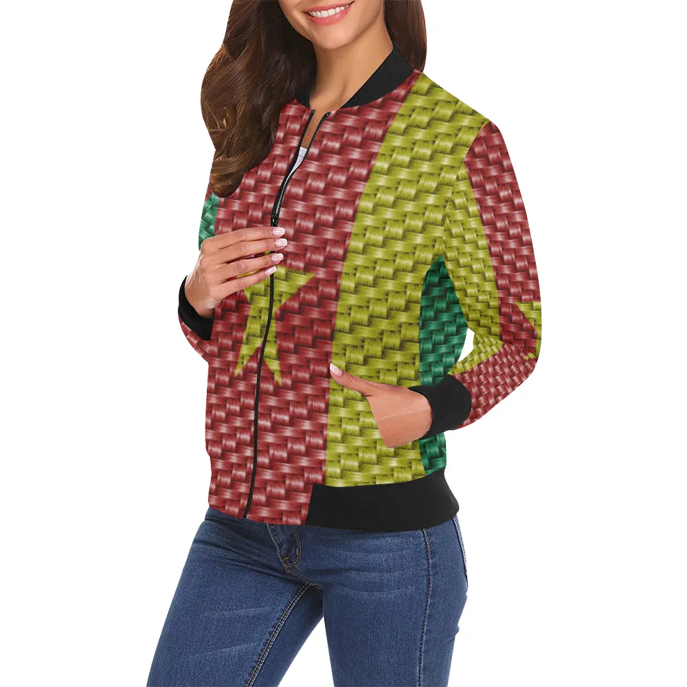 CAMEROUN FLAG All Over Print Bomber Jacket for Women