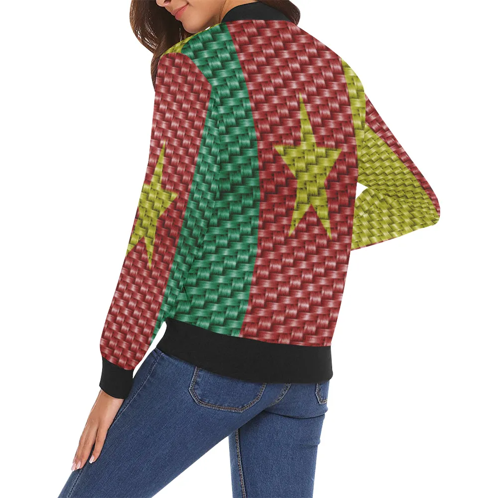 CAMEROUN FLAG All Over Print Bomber Jacket for Women