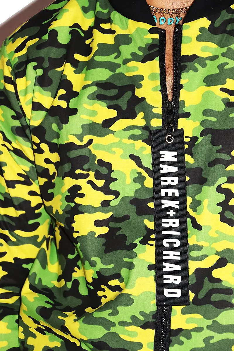 Camo Bomber Jacket-Yellow