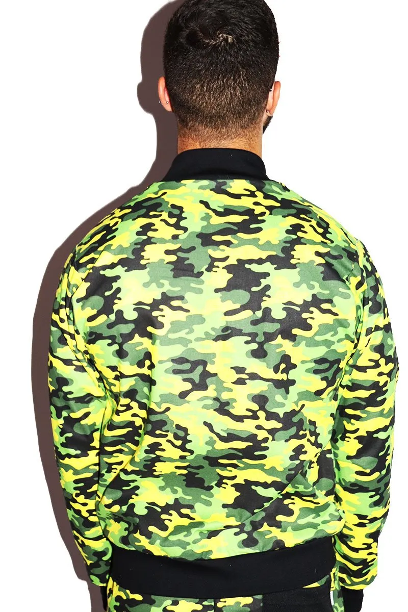 Camo Bomber Jacket-Yellow