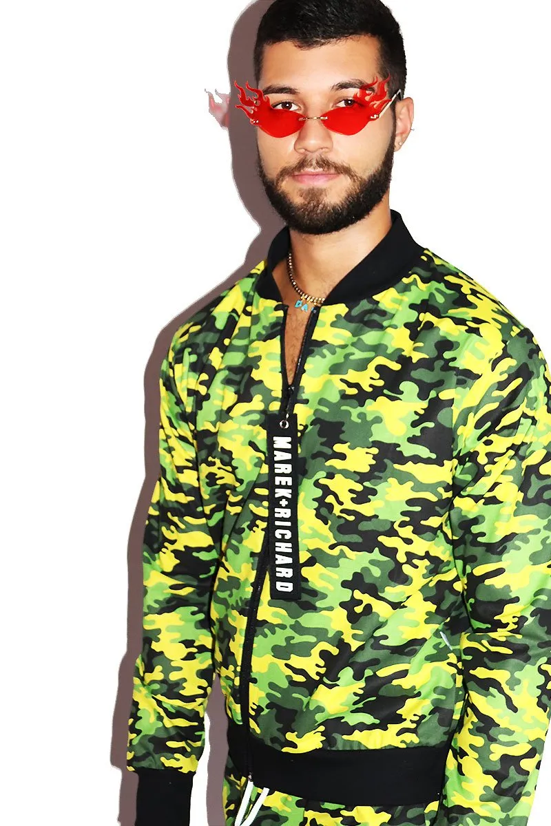 Camo Bomber Jacket-Yellow