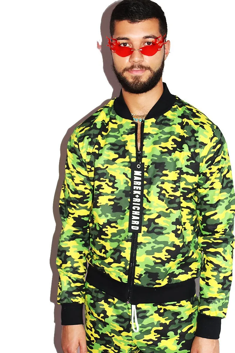 Camo Bomber Jacket-Yellow