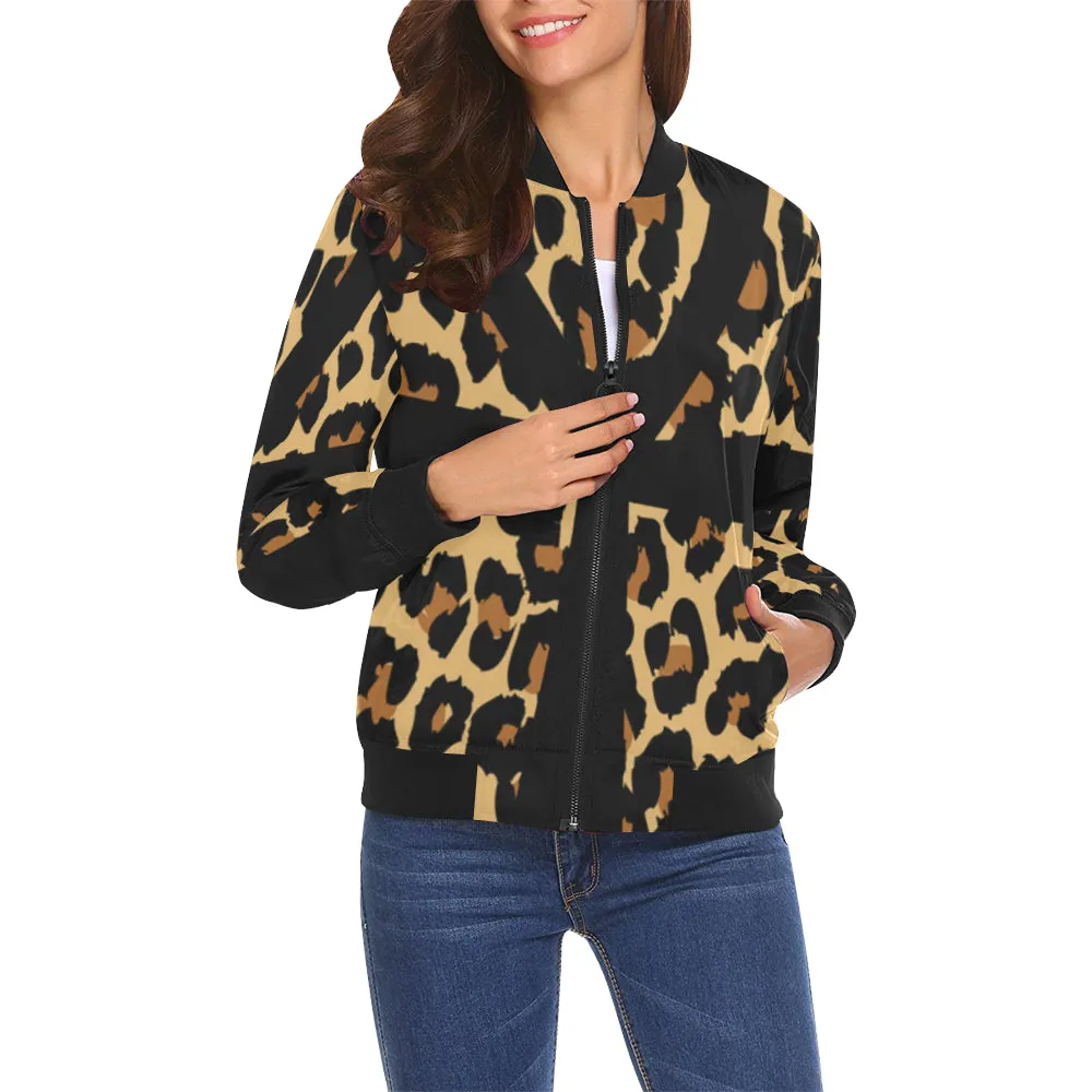 CHEETAH ANKH All Over Print Bomber Jacket for Women