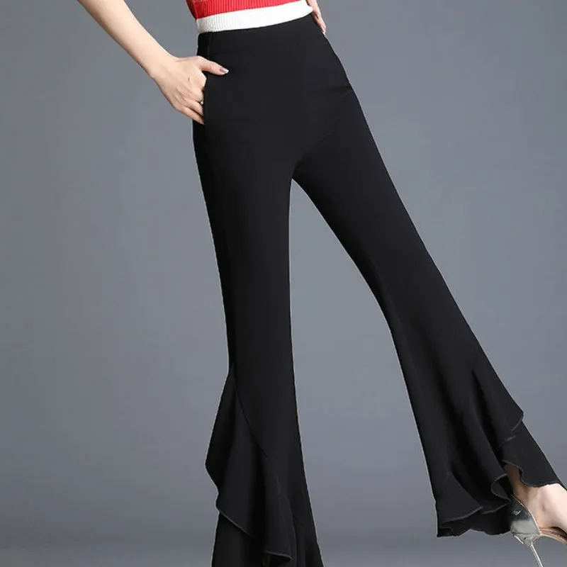 Chiffon High Waist Flare Elastic Bell-Bottom Ballroom/Latin Pants