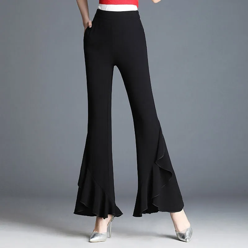 Chiffon High Waist Flare Elastic Bell-Bottom Ballroom/Latin Pants