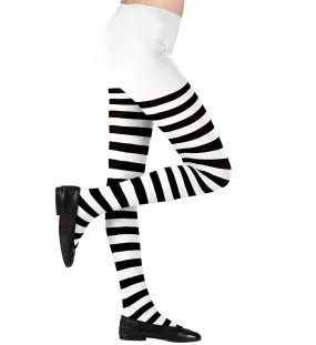 Children's White and Black Striped Tights