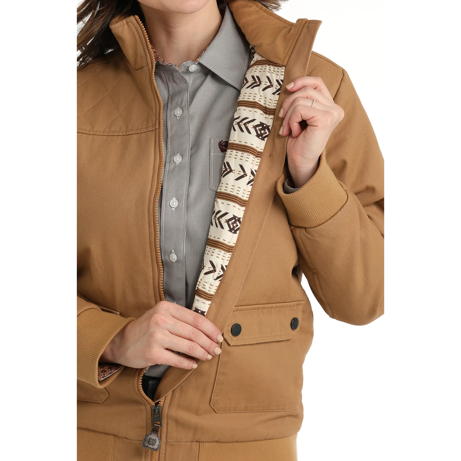 Cinch Ladies Barn Bomber Brown Canvas Jacket MAJ9901001