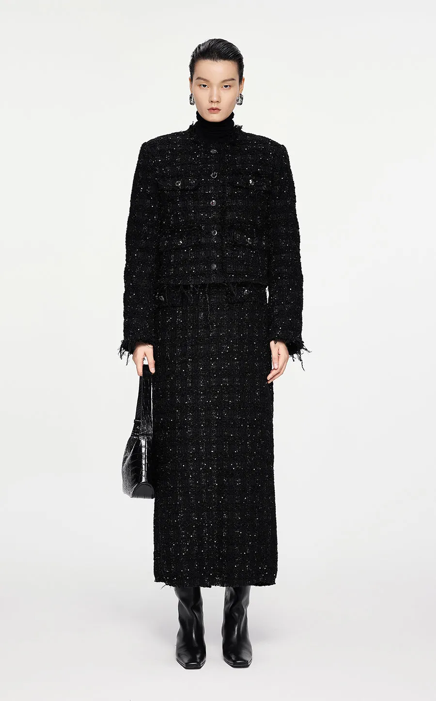 Coat / JNBY Cropped Jacquard Down Coat