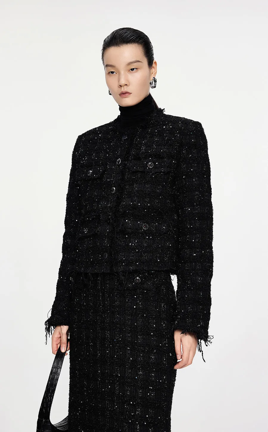 Coat / JNBY Cropped Jacquard Down Coat