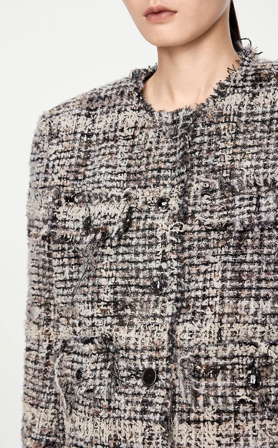 Coat / JNBY Cropped Jacquard Down Coat