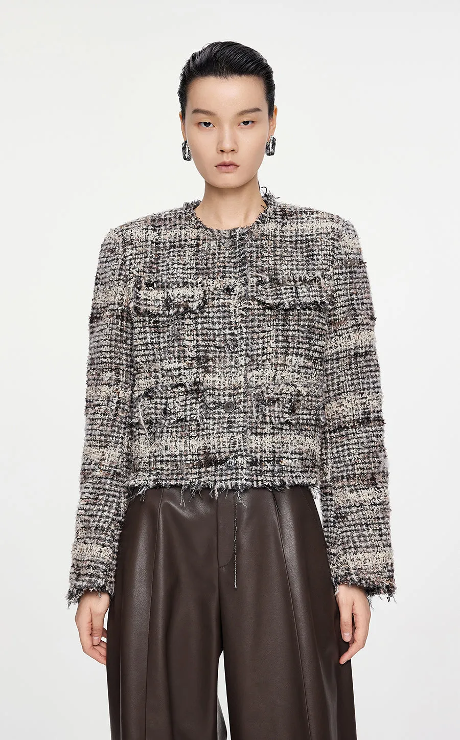 Coat / JNBY Cropped Jacquard Down Coat