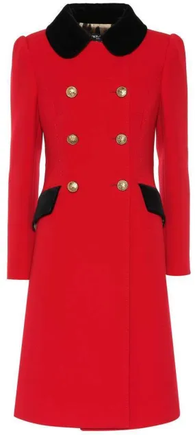 Contrast-Collar Double-Breasted Wool-Blend Coat