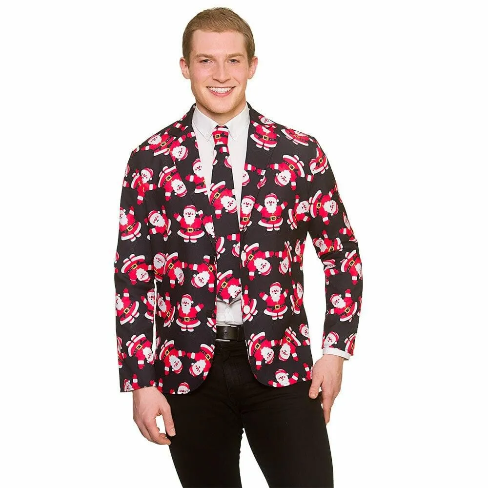 Cool Christmas Mens Jacket & Tie Set Fancy Dress Party Fun