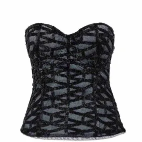 Corset Bustier Crop Top Blouse Lace Up Strapless Bra Camisole