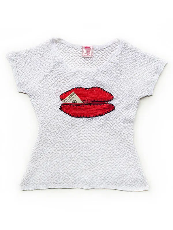 Crochet Zipper Lips Top