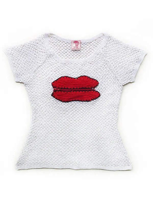 Crochet Zipper Lips Top