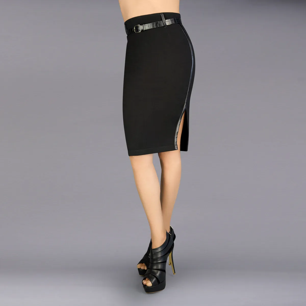 En Femme Deluxe Pencil Skirt  - Vegan Leather Detail