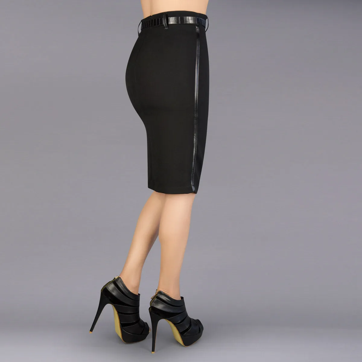 En Femme Deluxe Pencil Skirt  - Vegan Leather Detail