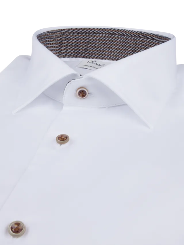 Fitted Body White Contrast Twill Shirt 684751 0564 000